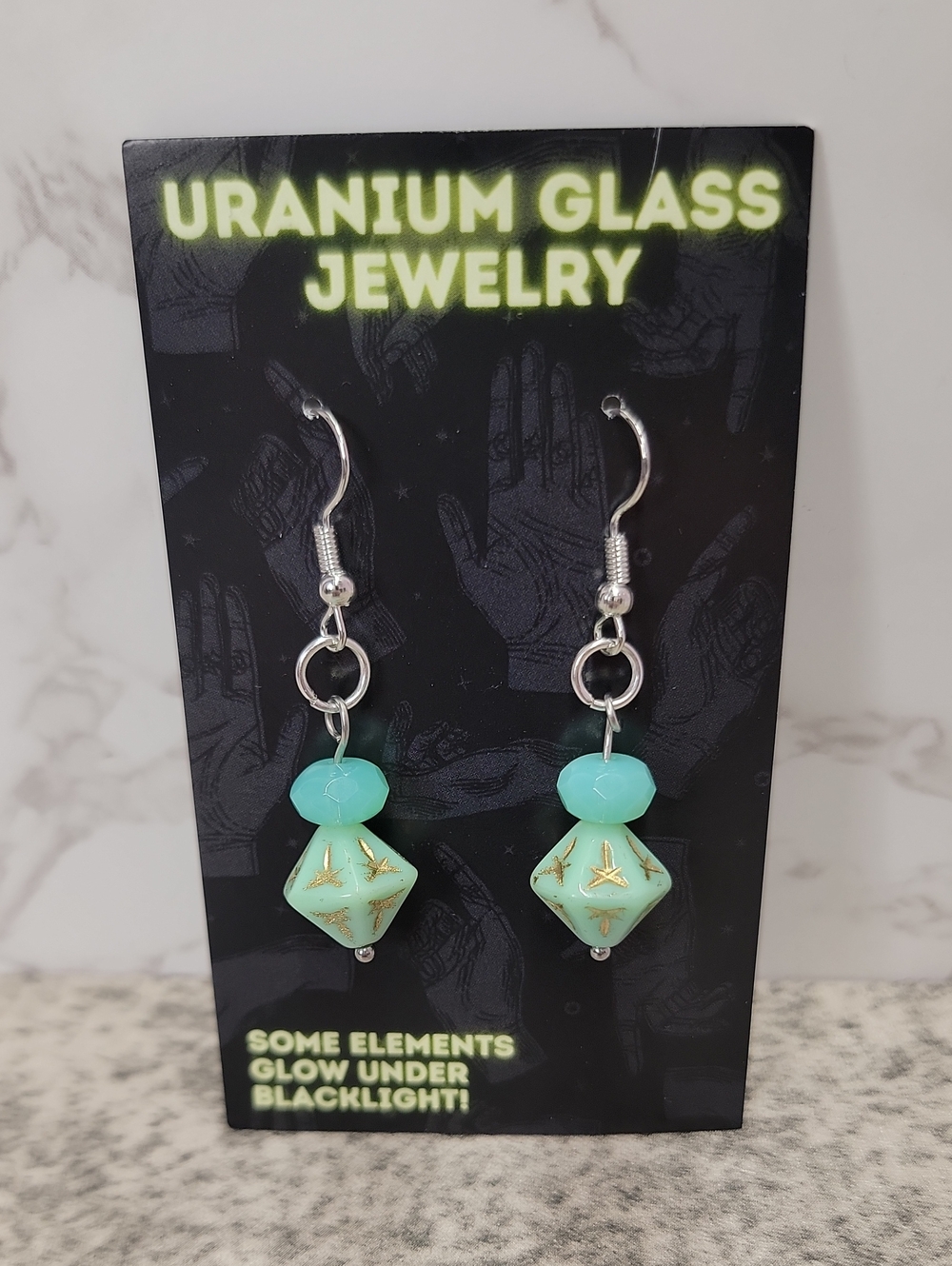 One of a kind Uranium Glass Earrings
